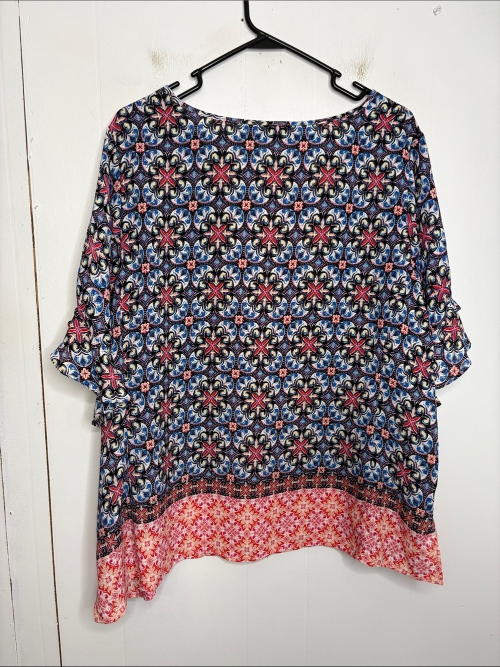 Zac Rachel Top Womens 2X colorful Boxy Ruffle Short Sleeves Lightweight - Picture 2 of 8